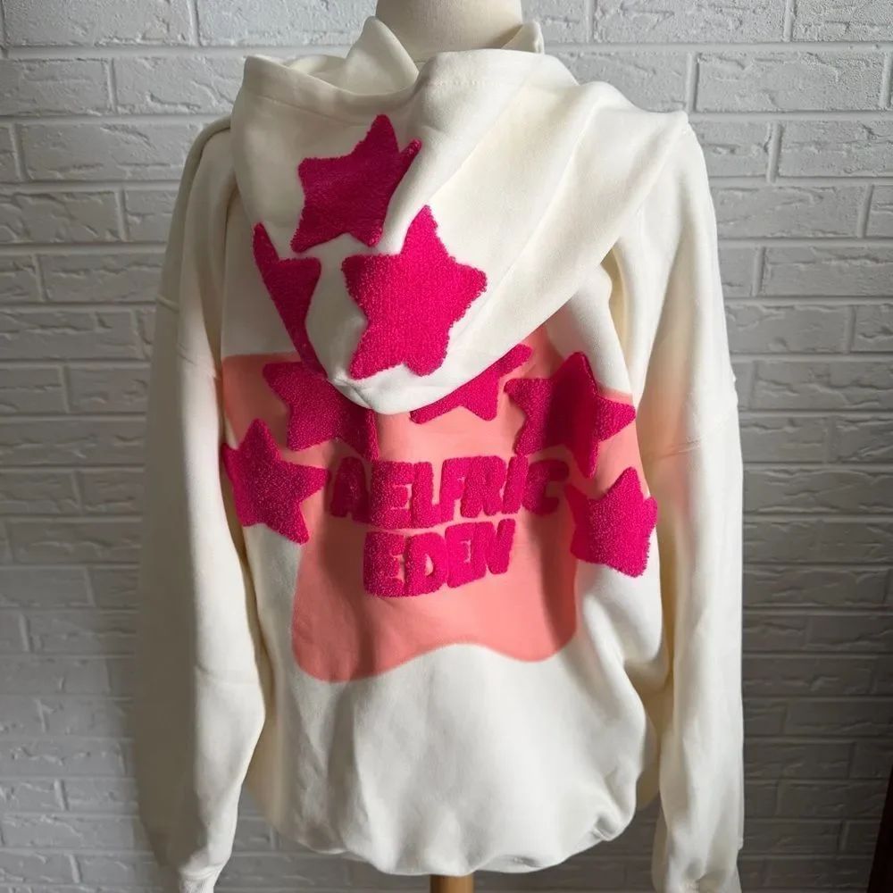 Nwt Aelfric Eden Vintage Embroidery Star Hoodie Cream Pink Women’s Size Medium — image 3 of 8